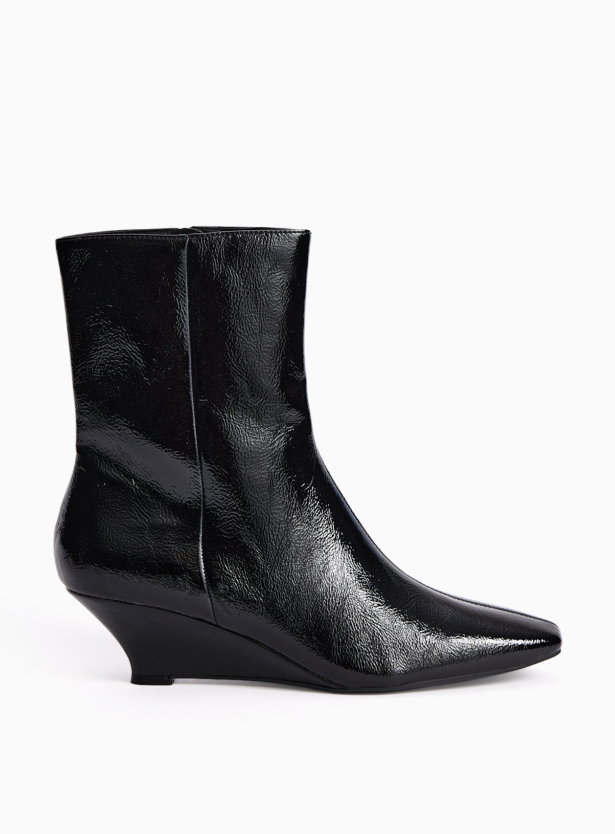 Dark Red Wedge Ankle Crinkle Boots 4 - Image 1 thumbnail
